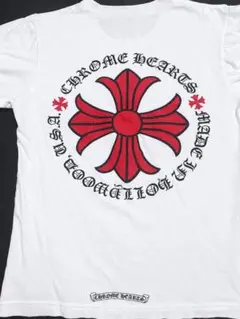 正規品クロムハーツ Tシャツ 白 XS レッドクロスバックプリントポケット