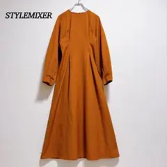 STYLEMIXER ウエストタックフレアワンピース【S】ロング丈 ボリューム袖