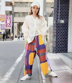 ニコアンド　niko and… マルチカラーワイドパンツ 　アソート　柄パンツ