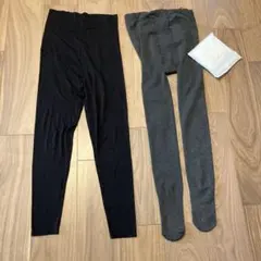 HEATTECH マタニティスパッツ 黒 グレー 2点セット