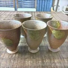 陶器カップ 5個セット 　湯呑み　和風コーヒーマグ