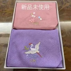 森英恵　ハナエモリ　デザイン　袱紗　ふくさ　美品　コーラルピンク　紫