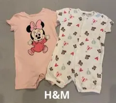 H&M ミニー ディズニー 半袖ロンパース 2点セット 9〜12ヶ月80cm