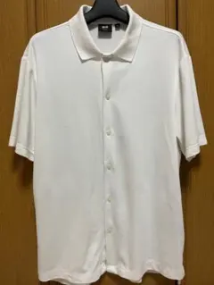 UNIQLO x theory フルオープン ポロシャツ 半袖 白 L