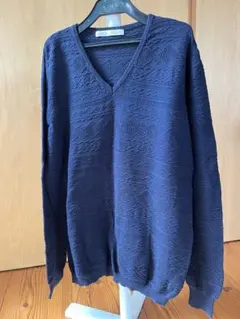 ZARA メンズ　ネイビー Vネック ニット セーター