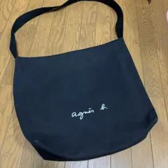 agnes b. アニエスベー コットンキャンバスロゴショルダーバック