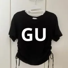 GU サイドドロスト 半袖Tシャツ ブラック L