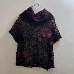 Vintage 80s シアー ヴィンテージ メッシュ トップス ブラウス 花柄