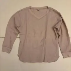 ユニクロ　Vネック ワッフル生地 長袖トップス