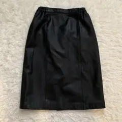 シープスキン　レザー　スカート　黒　大きいサイズ　15号　ヴィンテージ