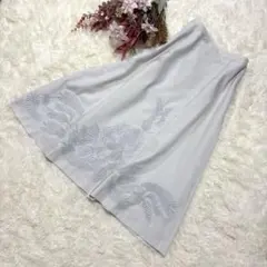 トランスワーク 三陽商会 ボタニカル 刺繍スカート 洗える 上品/L相当 グレーのサムネイル