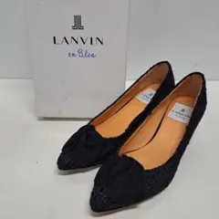 LANVIN ポインテッドトゥリボンモチーフパンプス 22.5cm