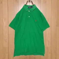 90s ポロバイラルフローレン グリーン ポロシャツ レッドポニー刺繍 Ｍサイズ