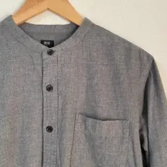 ユニクロ フランネルスタンドカラーシャツ グレー M