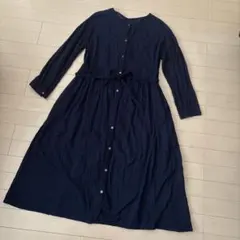 クラフトスタンダードブディック　コットン100%総レース濃紺ワンピース