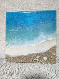 海のアートパネル レジンアート 砂浜 貝殻 - メルカリ