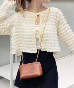 【mily bilet】2wayダブルリボンショート丈カーディガン