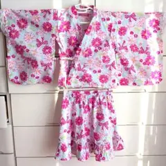 浴衣ドレス 花柄 120cm~☆レース帯付き☆