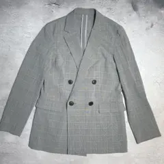 White joola 薄手　チェック柄テーラードジャケット SS グレー