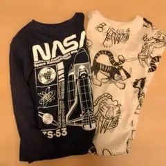 H&M 長袖カットソー 2枚セット ネイビー ベージュ　110サイズ