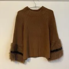 ナノユニバース ニットセーター フレアスリーブ×ボリューミーファー レトロ 大胆