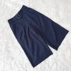 《マックレガー》 ネイビー ベルト付き ガウチョパンツ (L)