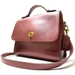 美品☆コーチ オールドコーチ 2way ショルダーバッグ ターンロック ボルドー