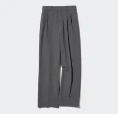 UNIQLO タックワイドパンツ ツータック グレー S 股下70cmに調整済み