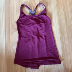 ワインレッド ストラップ付きタンクトップ ヨガウェア