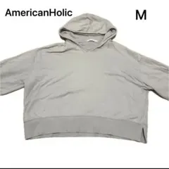 【AmericanHolic】スウェットパーカー Vネック ライトグレー M