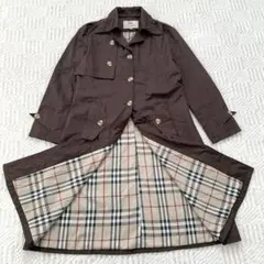 BURBERRY LONDON Aラインロングトレンチコート ノバチェック L