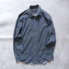 BURBERRY BLACK LABEL 長袖シャツM 紺 ノバチェック刺繍