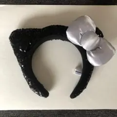 ユニバ　ハローキティカチューシャ ブラックスパンコール