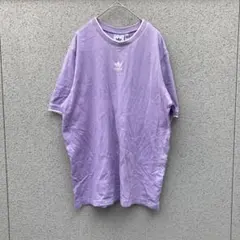 3251【アディダス】M 半袖Tシャツ ロゴプリント 紫 パープル
