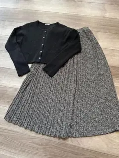 Mサイズ セットコーデ スカート ブラックリブ編みセットアップ GU grove