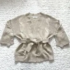 ♡CECIL McBEE♡編み上げニットカーディガン　ウエストリボン　Ｍ−Ｌ