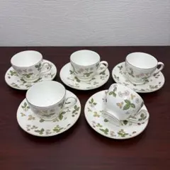 WEDGWOOD ワイルドストロベリー ティーカップ＆ソーサー 5客 英国製