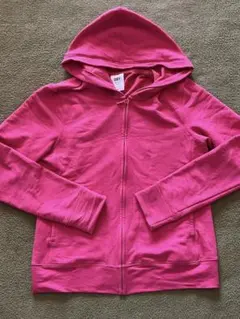ユニクロDRY HOODED PARKAピンク フード付きジップアップパーカー