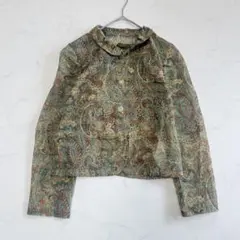 【ベルボニータ】長袖シアーブラウス ショート丈シャツジャケット ペイズリー ラメのサムネイル