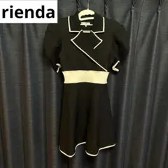 【美品】rienda テーラードカラーミニフレアハーフニットワンピース M