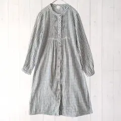 ノースオブジェクト ロング ワンピース ボタン チェック M