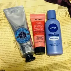 ロクシタンハンドクリーム、AVEDAヘアトリートメント、ニベアボディ用乳液セット