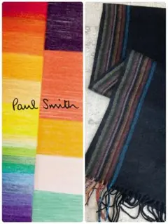 ポールスミス　カシミヤ100%マフラー　ブラック　上質カシミヤ