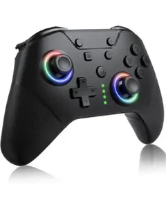 Switch コントローラー 無線 9色LED 背面ボタン付き 振動調整 6軸ジ