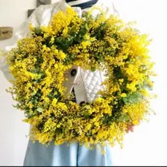 ミモザ　リース　スワッグ　ブーケ　フライングリース　ドライフラワー　春　春リース