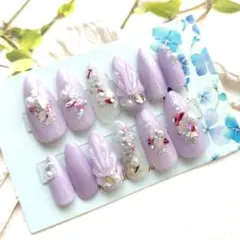 ネイルチップ ラベンダー マーメイド 貝殻 マグネット