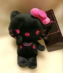 ハローキティ　マスコットチャーム　ブラック　ピンクリボン　黒　ブラックアート