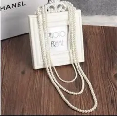 3連パールネックレス ロング 韓国 上品 結婚式 パーティー 卒業式 入学式