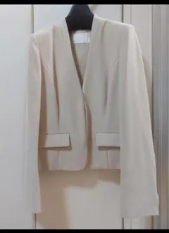 【美品】NATURAL BEAUTY ノーカラージャケット ベージュ