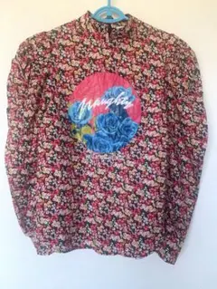 jowetie フラワープリント ボリュームスリーブ　チャイナカラー　長袖シャツ